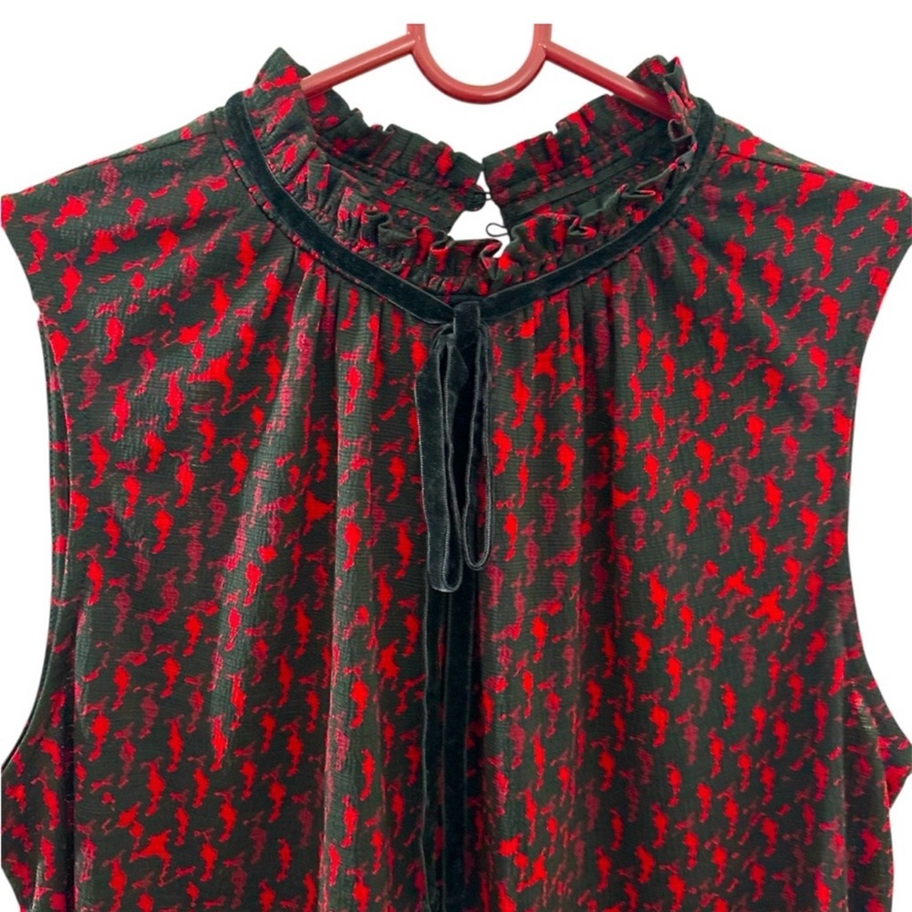NWT Worthington Cherry Cordial Astor Bow Tie Mock Neck Blouse Size Large - Picture 2 of 9